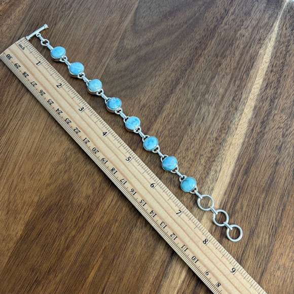 Sterling Silver 925 Larimar Bracelet Oval Handmade New - Picture 4 of 7